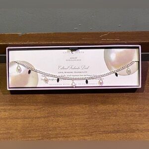 LUNA NORTE Silver Anklet With Cultured Pearl Charms NWTS